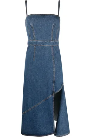 Alexander McQueen Midi-kjole i denim med slids
