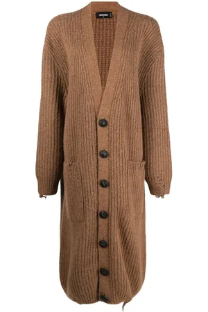 Dsquared2 Ekstra lang strikket cardigan med slitageeffekt