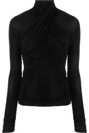 Saint Laurent Halvgennemsigtig top med rullekrave