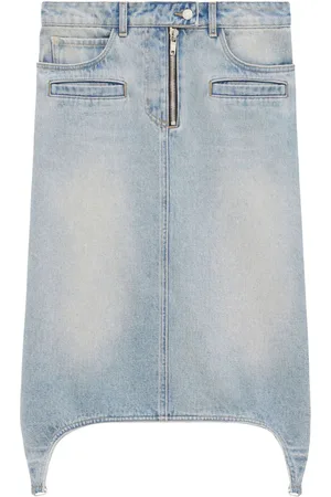 Courrèges Mellemlang denimnederdel med seler