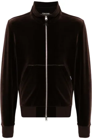 Tom Ford Sweatshirt med velour-logo og lynlås