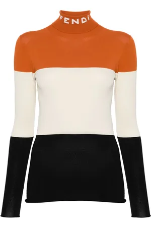 Fendi Trøje med intarsiastrikket logo og colourblocking