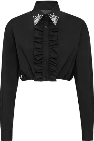 Philipp Plein Cropped skjorte med flæser