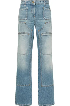 Palm Angels Lige-jeans med mellemhøj talje og knæ-panel