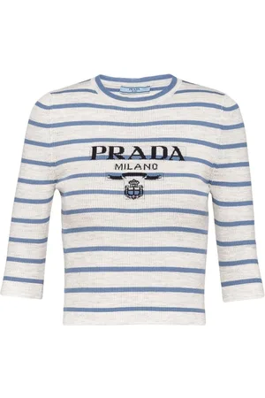 Prada Intarsia-strikket trøje med logo