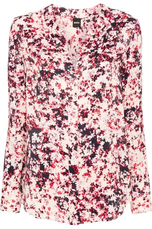 HUGO BOSS Skjorte i satin med blomstertryk
