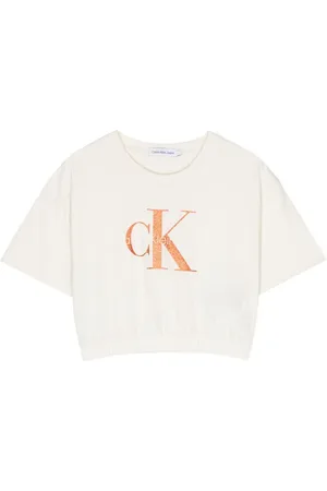 Calvin Klein Cropped T-shirt med monogram og glitter