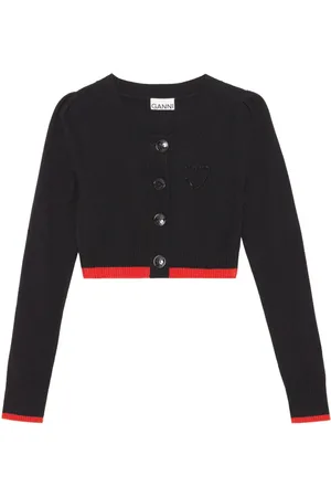Ganni Blandet cardigan i merinould med knappedetalje