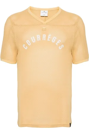Courrèges T-shirt med V-hals og logotryk