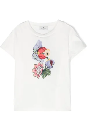 Etro T-shirt med blomsterbroderi