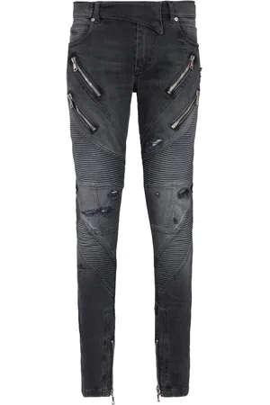 Balmain Skinny-jeans med slitageeffekt og paneler