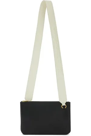Jil Sander Link LG crossbody-taske i læder med logorem