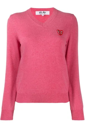 Comme des Garçons Top med V-hals og overlappet hjerte