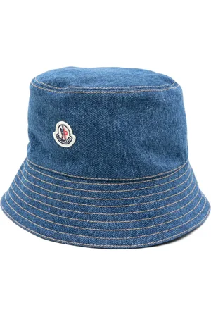 Moncler Bøllehat i denim med logomærke