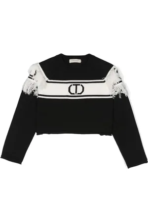 Twin-Set Intarsiastrikket sweater med logo