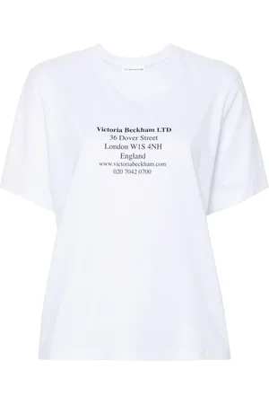Victoria Beckham T-shirt i bomuld med adresse-tryk