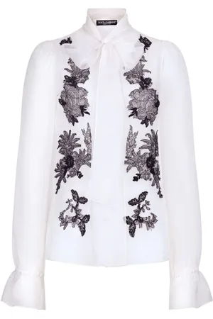 Dolce & Gabbana Skjorte i silke-bland med blondeapplikation