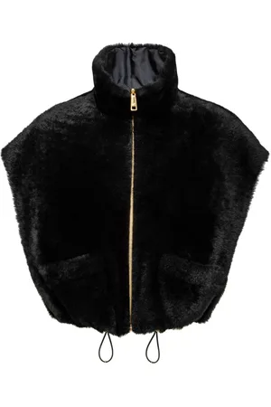 Prada Vendbar cropped vest i lammeskind