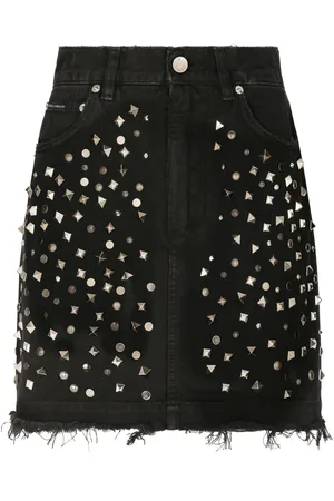 Dolce & Gabbana Mininederdel i denim med nitter