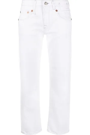 R13 Jeans med lige ben og slitageeffekt