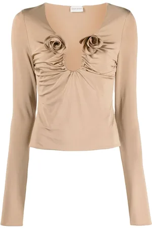 MAGDA BUTRYM Bluse med blomsterapplikation og samledetalje