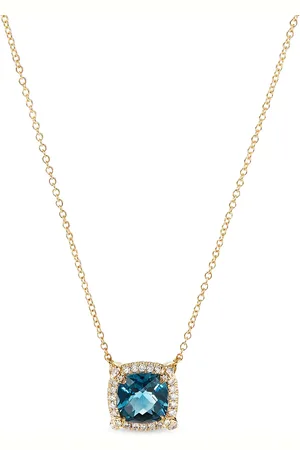 David Yurman Petite Chatelaine diamanthalskæde i 18 karat guld med topas
