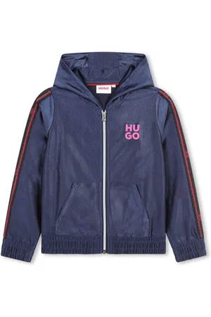 HUGO BOSS Hættetrøje i fløjl med logotryk