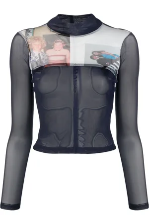 ECKHAUS LATTA Cropped Prom mesh-top