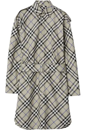 Burberry Vintage-ternet skjortekjole i bomuld