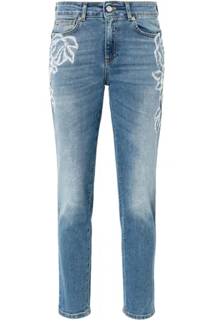Ermanno Firenze Skinny-jeans med blomstret broderi