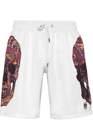 Philipp Plein Badeshorts med løbesnor og dødningehoved-tryk