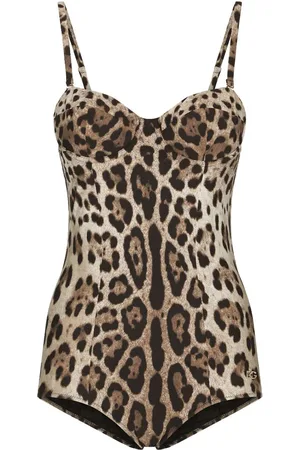 Dolce & Gabbana Badedragt med logobogstaver og leopardtryk
