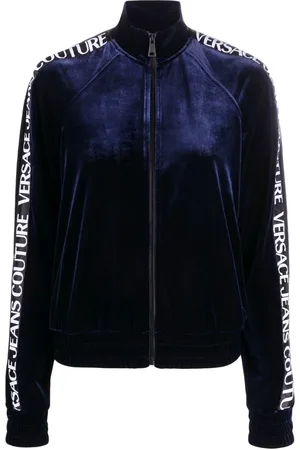 VERSACE Sweatshirt med logobånd og lynlås