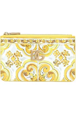 Dolce & Gabbana Kortholder i læder med Majolica-tryk