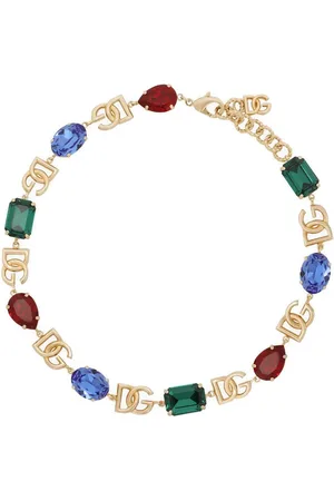 Dolce & Gabbana Krystaludsmykket halskæde med logoplade