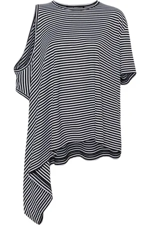 JUNYA WATANABE Stribet T-shirt med off-shoulder-snit