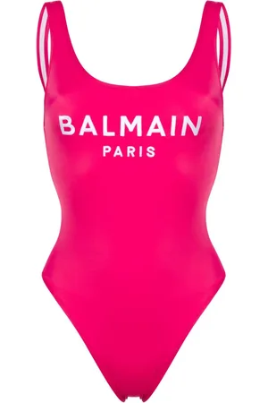 Balmain Badedragt med dyb rygudskæring og broderet logo