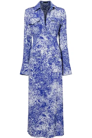 Proenza Schouler Lang kjole i crepe med abstrakt tryk