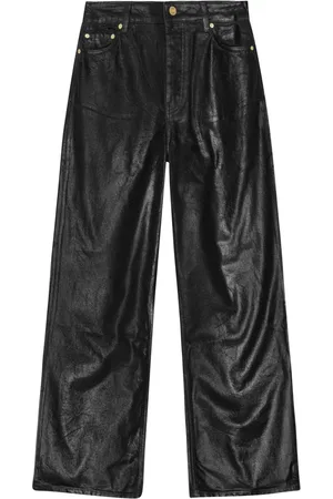 Ganni Jeans med brede ben og voksbehandlet finish