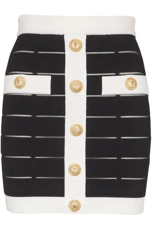 Balmain Strikket kort nederdel med knapudsmykning