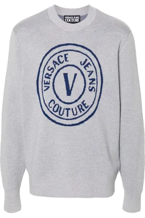 VERSACE Sweater med V-emblem