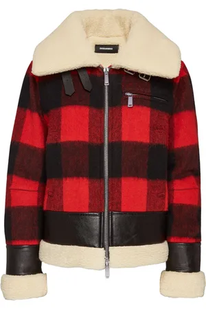 Dsquared2 Skotskternet lammeskindsjakke