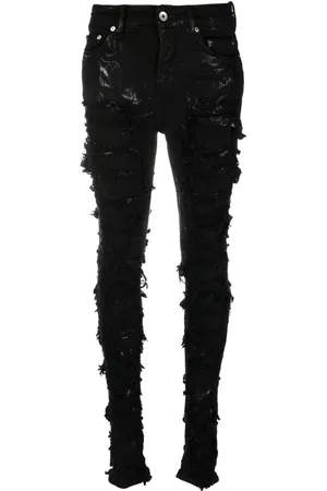 Rick Owens Skinny-jeans med slitageeffekt og høj talje