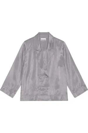 Ganni Dobbeltradet blazer i satin