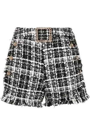 Edward Achour Paris Metalliske shorts i tweed med rå kant