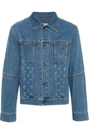 Marine Serre Denimjakke med halvmånetryk