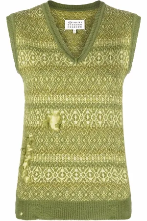 Maison Margiela Fair Isle strikket vest med slitageeffekt