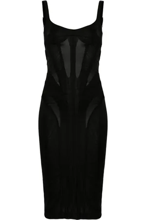 MUGLER Mellemlang kjole i korset-stil