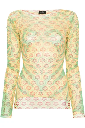 Etro T-shirt i mesh med grafisk tryk