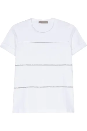 D.EXTERIOR T-shirt i jersey med perledekorerede striber